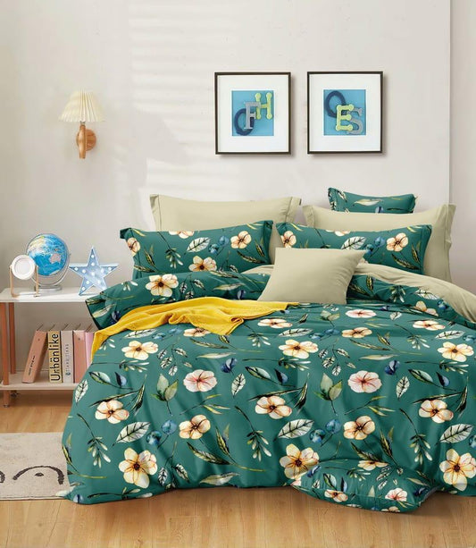 Bigger Fish  240 TC Polycotton Double  Bedsheet 90x100 Inch with 2 Pillow Cover