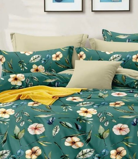 Bigger Fish  240 TC Polycotton Double  Bedsheet 90x100 Inch with 2 Pillow Cover