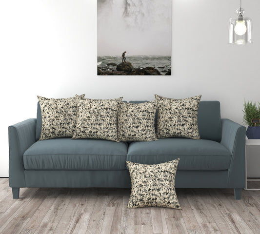 Bigger Fish Set of 5 Chenille Cushion Covers - Cream (16x16 Inches)