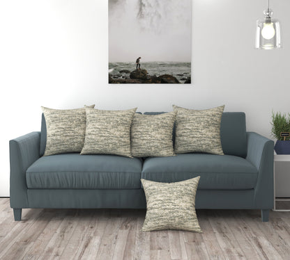 Bigger Fish Set of 5 Chenille Cushion Covers - Grey  (16x16 Inches)