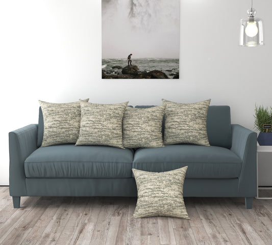 Bigger Fish Set of 5 Chenille Cushion Covers - Grey  (16x16 Inches)