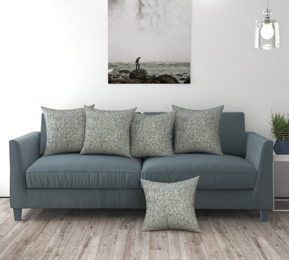 Bigger Fish Set of 5 Chenille Cushion Covers - L Blue (16x16 Inches)