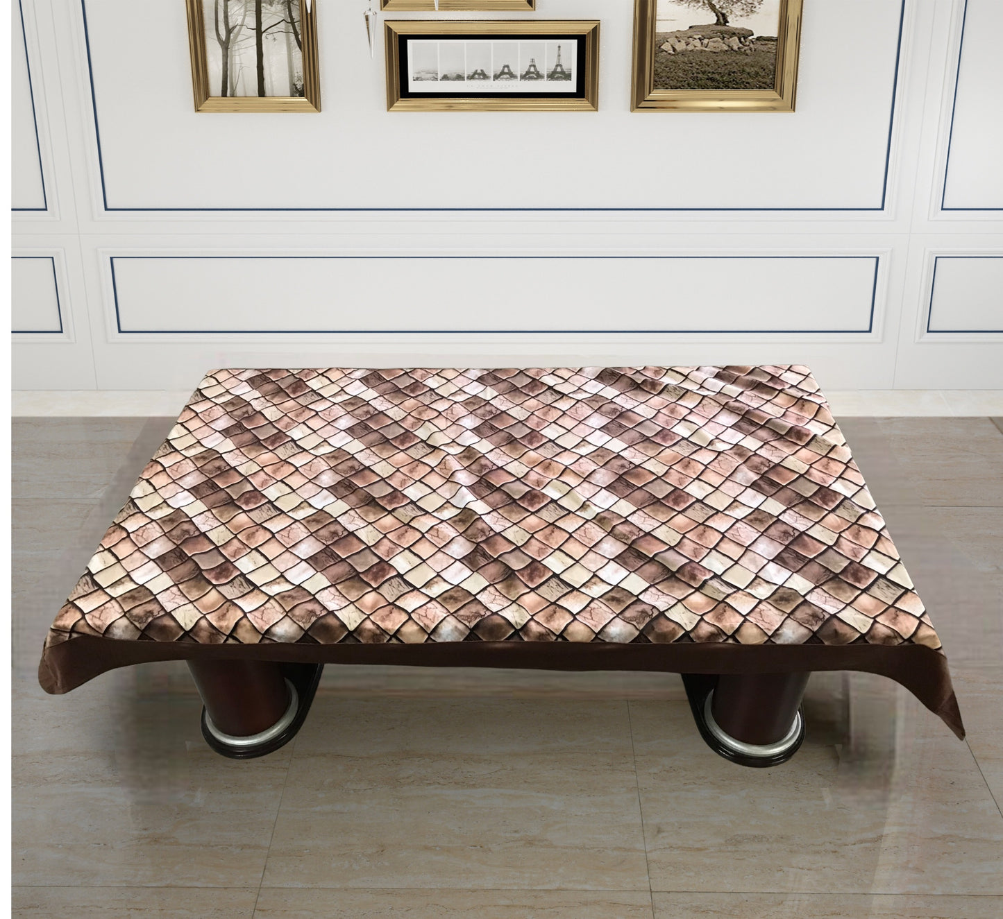Bigger Fish Velvet 40x60 Inch Brown 4 Seater Center Table Cover - Premium Quality & Style
