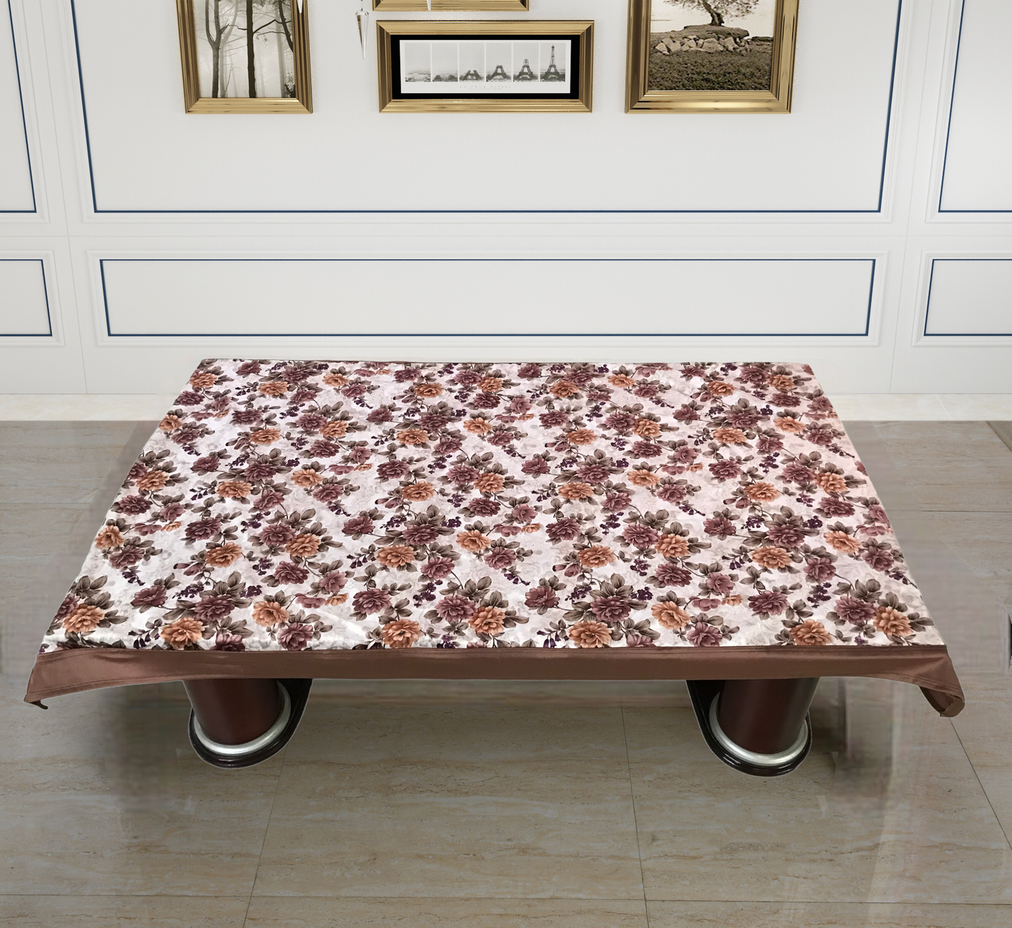 Bigger Fish Velvet 40x60 Inch Beige 4 Seater Center Table Cover - Premium Quality & Style