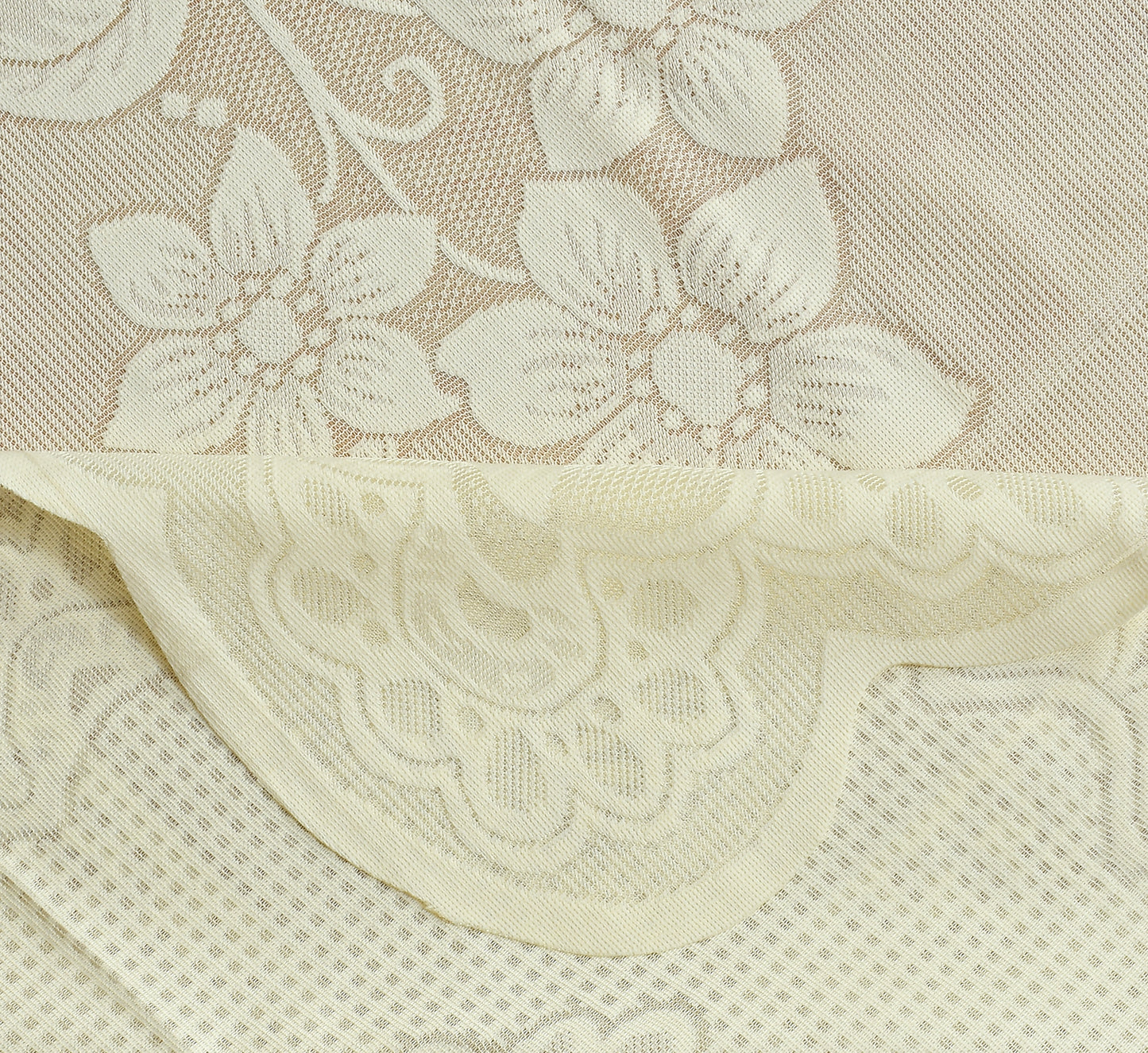 Bigger Fish Poly cotton 40x60 Inch Cream Three Flower 4 Seater Center Table Cover - Premium Quality & Style