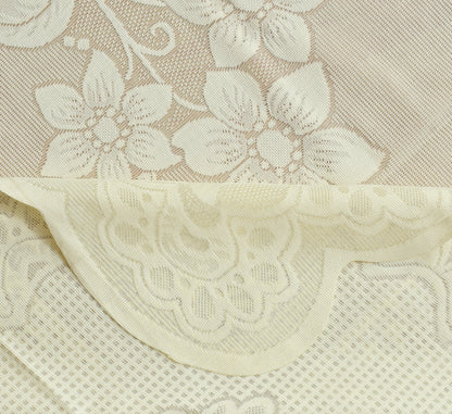 Bigger Fish Poly cotton 40x60 Inch Cream Three Flower 4 Seater Center Table Cover - Premium Quality & Style
