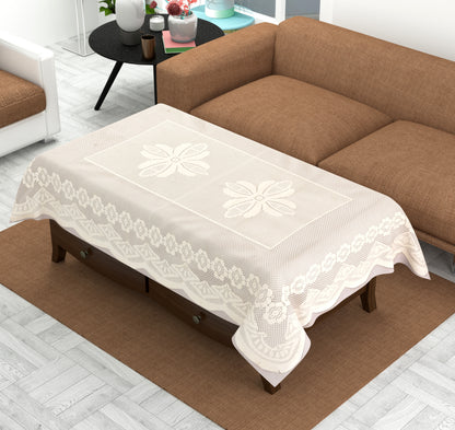 Bigger Fish Poly cotton 40x60 Inch Cream 4 Seater Plain Center Table Cover - Premium Quality & Style