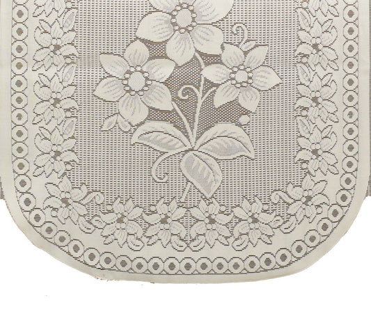 Bigger Fish Poly Cotton Net Fabric Floral Design 5 Seater Sofa Cover with 6 Pcs Arms Cover - 16 Pieces (Cream)