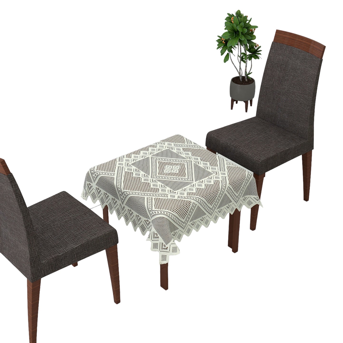 Bigger Fish Poly cotton 40x40 Inch Cream 2 Seater New Jersey Small Center Table Cover - Premium Quality & Style