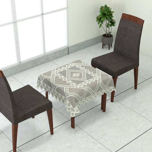 Bigger Fish Poly cotton 40x40 Inch Cream 2 Seater New Jersey Small Center Table Cover - Premium Quality & Style