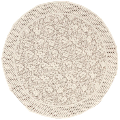 Bigger Fish 6 Seater Floral Design Poly Cotton Round Table Cover (60x60 Inch) (Cream)