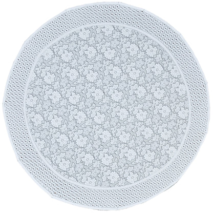 Bigger Fish 6 Seater Floral Design Poly Cotton Round Table Cover (60x60 Inch) (White)