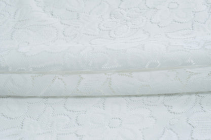 Bigger Fish 6 Seater Floral Design Poly Cotton Round Table Cover (60x60 Inch) (White)