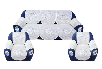 Bigger Fish Poly Cotton  5 Seater Sofa Cover With Arms cover  16 Pieces with 40x60 Center Table Cover Combo (Cream)