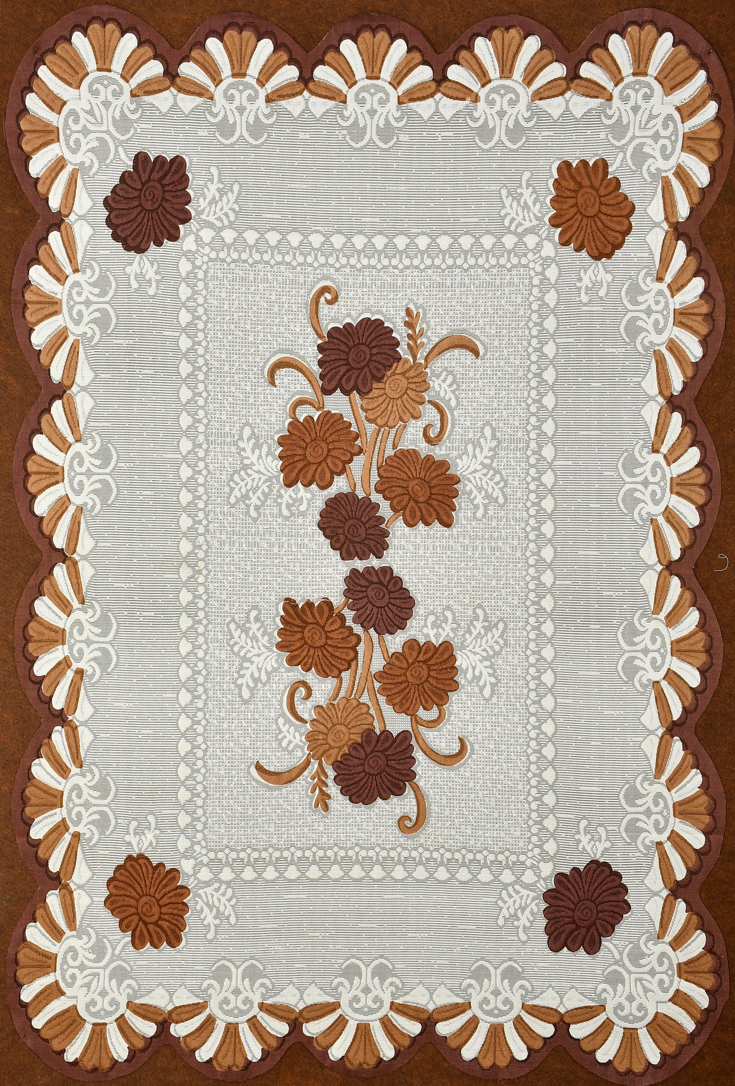 Bigger Fish Poly cotton 40x60 Inch Brown 4 Seater Printed Center Table Cover - Premium Quality & Style