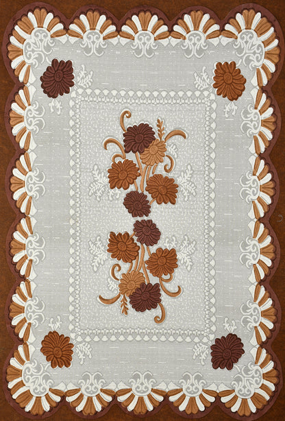 Bigger Fish Poly cotton 40x60 Inch Brown 4 Seater Printed Center Table Cover - Premium Quality & Style