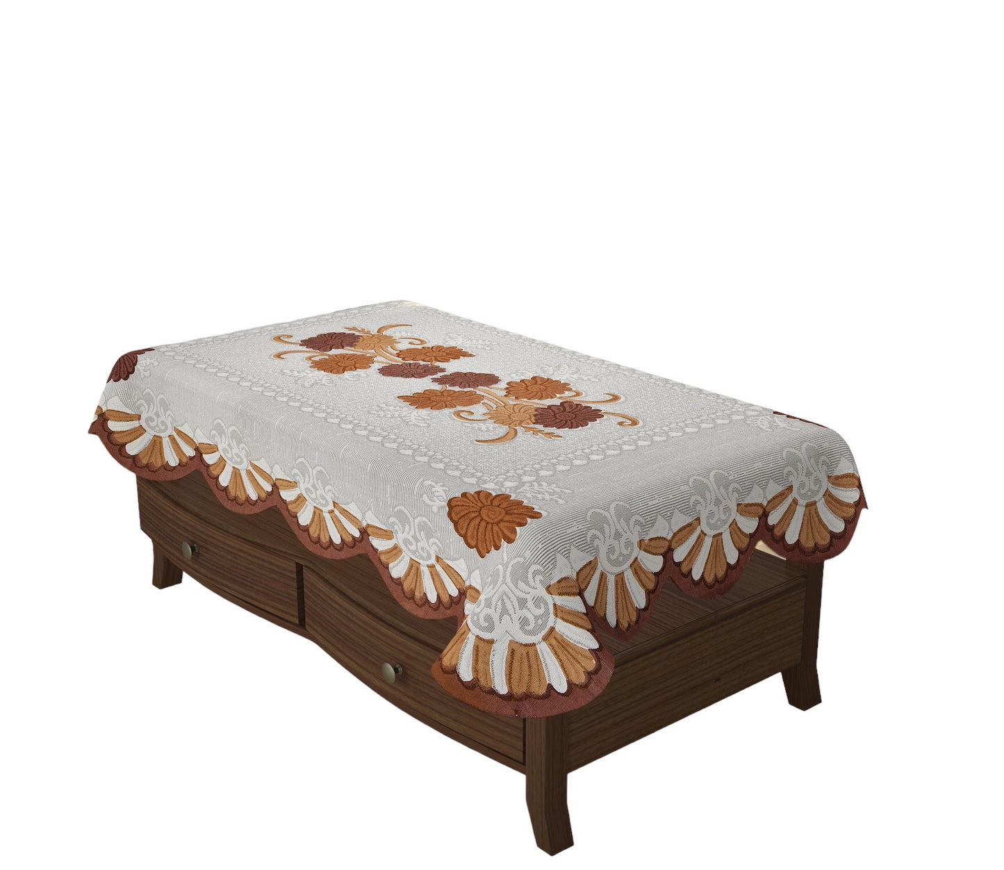 Bigger Fish Poly cotton 40x60 Inch Brown 4 Seater Printed Center Table Cover - Premium Quality & Style