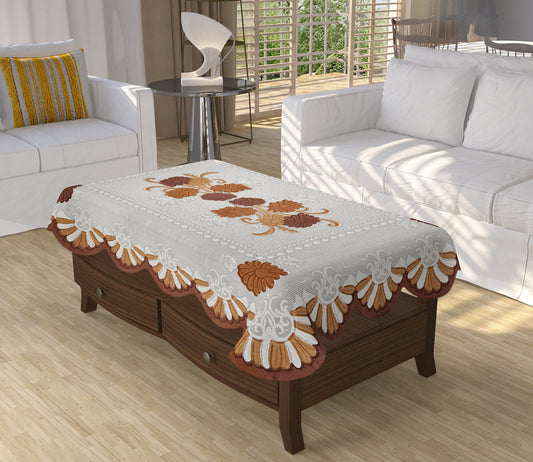 Bigger Fish Poly cotton 40x60 Inch Brown 4 Seater Printed Center Table Cover - Premium Quality & Style