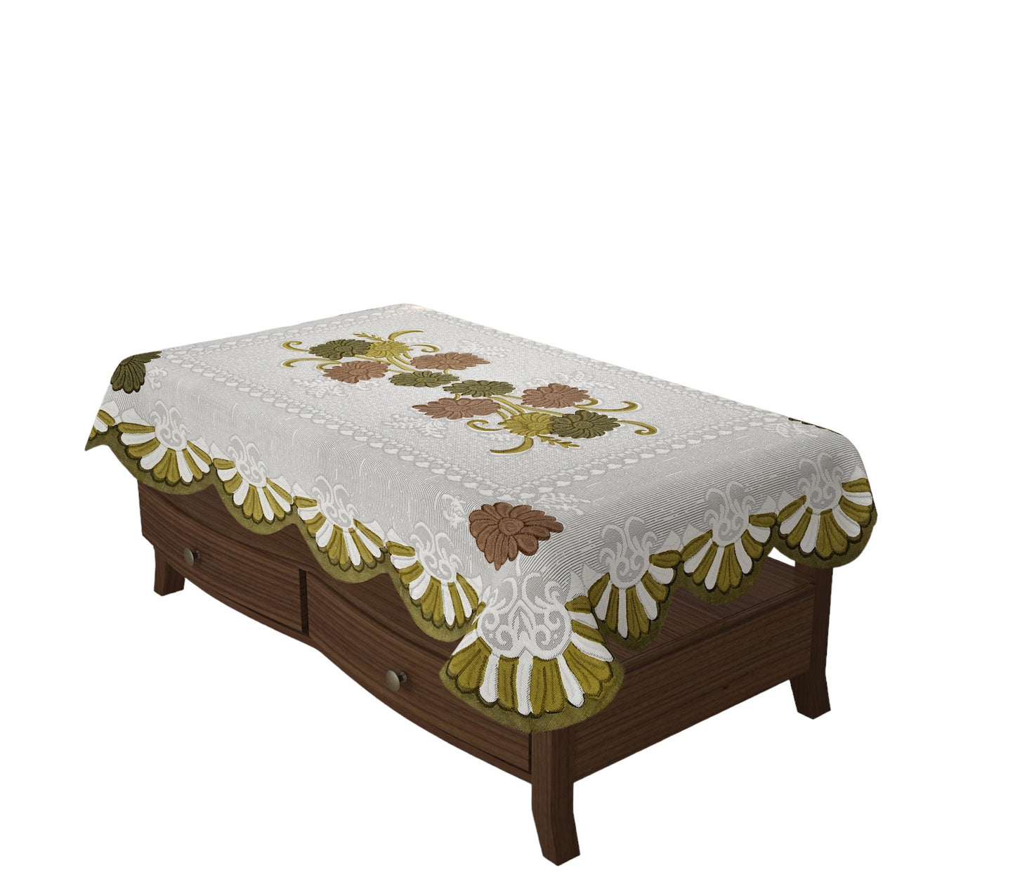 Bigger Fish Poly cotton 40x60 Inch Green 4 Seater Printed Center Table Cover - Premium Quality & Style