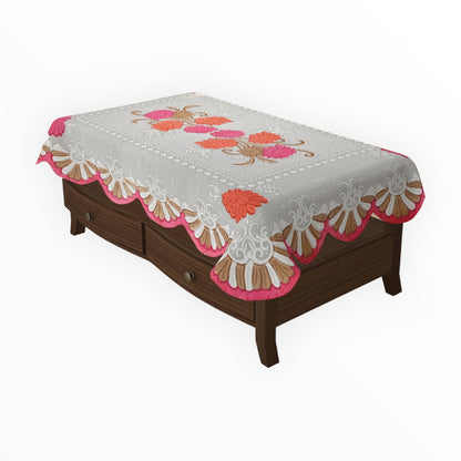 Bigger Fish Poly cotton 40x60 Inch Pink 4 Seater Printed Center Table Cover - Premium Quality & Style