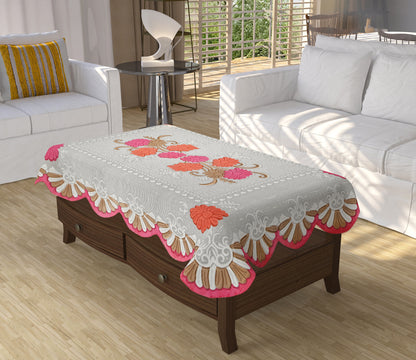 Bigger Fish Poly cotton 40x60 Inch Pink 4 Seater Printed Center Table Cover - Premium Quality & Style