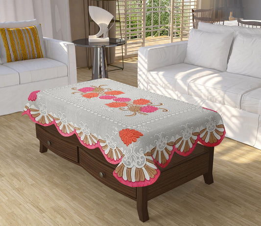 Bigger Fish Poly cotton 40x60 Inch Pink 4 Seater Printed Center Table Cover - Premium Quality & Style