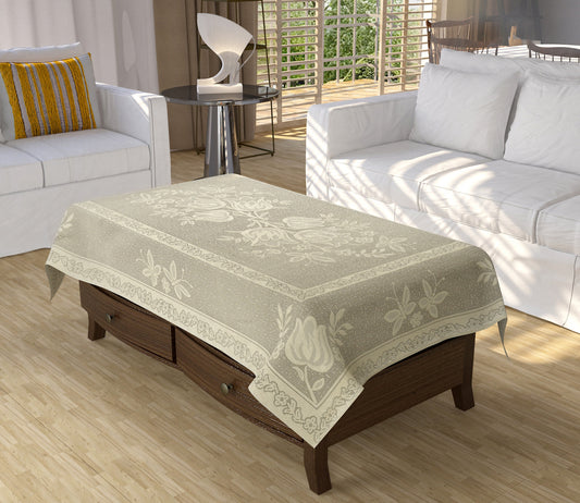 Bigger Fish Poly cotton 40x60 Inch Cream 4 Seater Lily Plain Center Table Cover - Premium Quality & Style