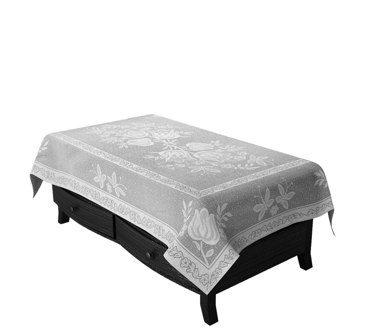 Bigger Fish Poly cotton 40x60 Inch White 4 Seater Lily Plain Center Table Cover - Premium Quality & Style