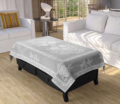 Bigger Fish Poly cotton 40x60 Inch White 4 Seater Lily Plain Center Table Cover - Premium Quality & Style