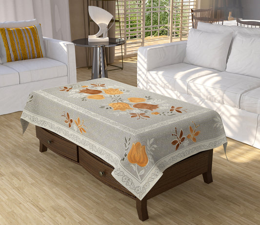 Bigger Fish Poly cotton 40x60 Inch Brown 4 Seater Lily Plain Center Table Cover - Premium Quality & Style