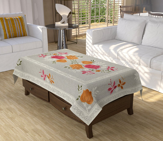 Bigger Fish Poly cotton 40x60 Inch Pink 4 Seater Lily Plain Center Table Cover - Premium Quality & Style
