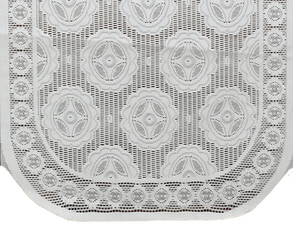 Bigger Fish Poly Cotton Net Fabric Floral 7 Seater 23x28 Inch Sofa Cover with 6 Pcs Arms Cover - 20 Pieces (Cream)