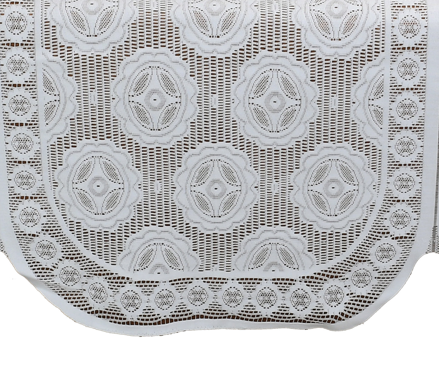 Bigger Fish Poly Cotton Net Fabric Floral 7 Seater 28x23 Inch Sofa Cover - 14 Pieces (White)