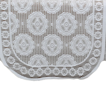 Bigger Fish Poly Cotton Net Fabric Floral 7 Seater 23x28 Inch Sofa Cover with 6 Pcs Arms Cover - 20 Pieces (White)