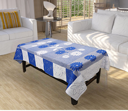 Bigger Fish Poly cotton 40x60 Inch Blue 4 Seater Center Table Cover - Premium Quality & Style