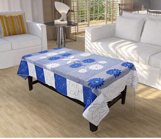 Bigger Fish Poly cotton 40x60 Inch Blue 4 Seater Center Table Cover - Premium Quality & Style