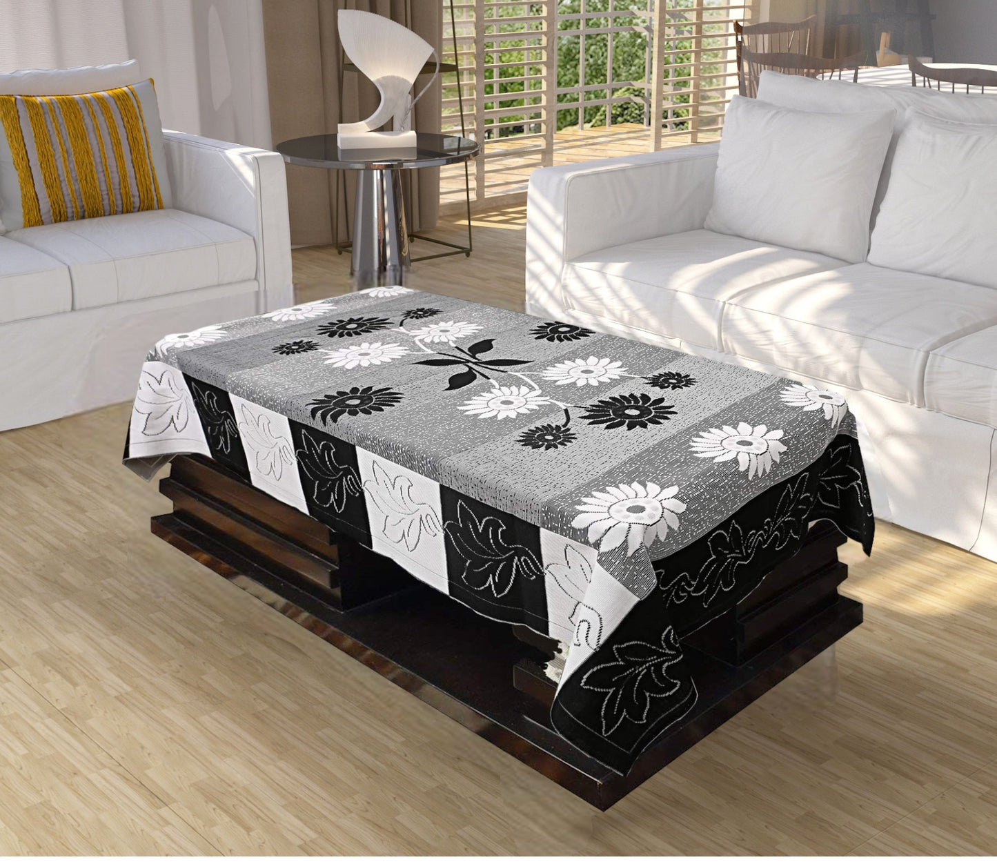 Bigger Fish Poly cotton 40x60 Inch Black 4 Seater Center Table Cover - Premium Quality & Style